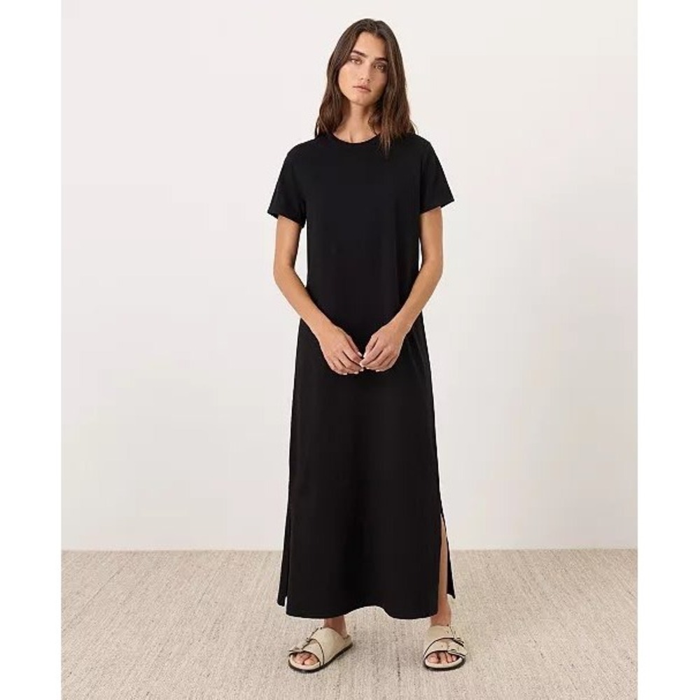 Pact Organic Cotton Slub Easy Tee Maxi Dress Small Black Short Sleeve Casual